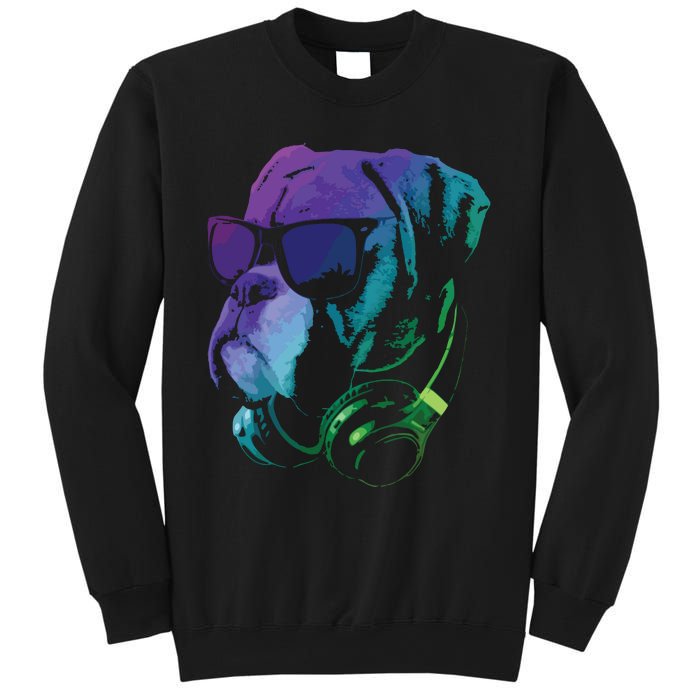 Boxer Dog With Sunglasses And Headphones Sweatshirt