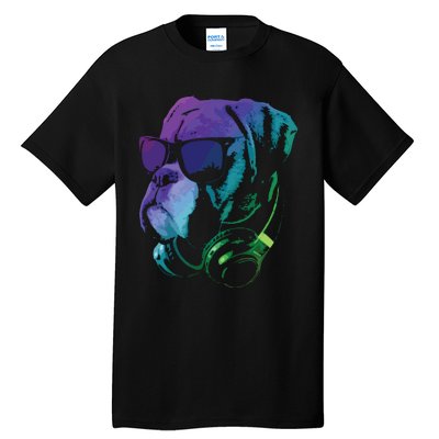 Boxer Dog With Sunglasses And Headphones Tall T-Shirt