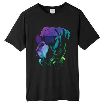 Boxer Dog With Sunglasses And Headphones Tall Fusion ChromaSoft Performance T-Shirt