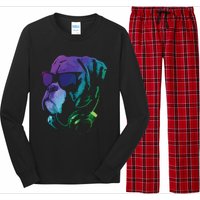 Boxer Dog With Sunglasses And Headphones Long Sleeve Pajama Set