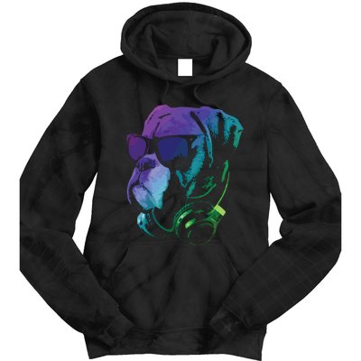 Boxer Dog With Sunglasses And Headphones Tie Dye Hoodie