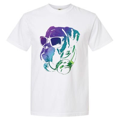 Boxer Dog With Sunglasses And Headphones Garment-Dyed Heavyweight T-Shirt