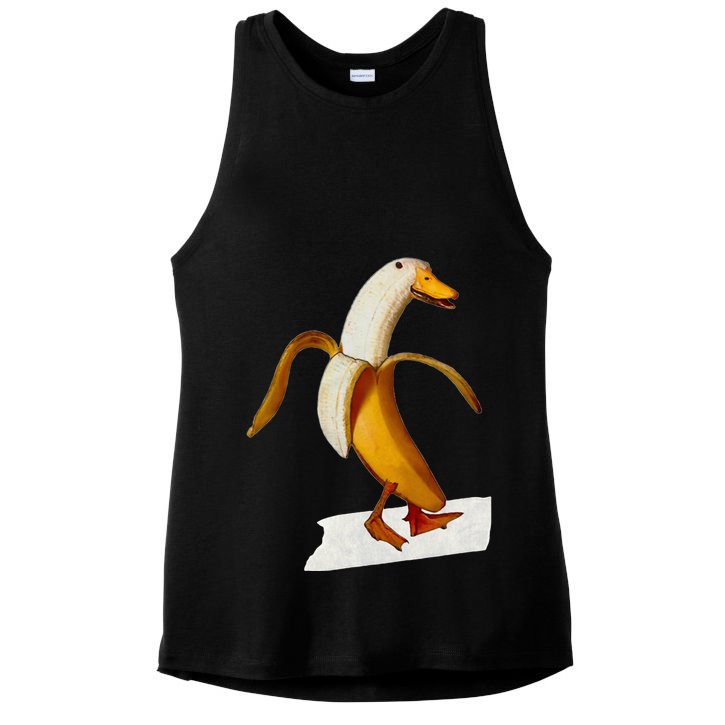 Banana Duck Walks Funny Anthropomorphic Fruit Bird Animal Ladies PosiCharge Tri-Blend Wicking Tank