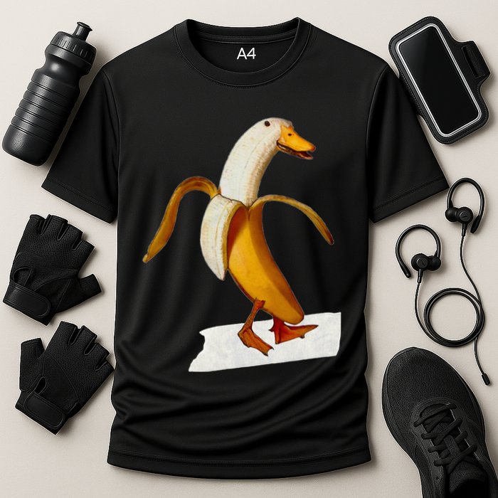 Banana Duck Walks Funny Anthropomorphic Fruit Bird Animal Cooling Performance Crew T-Shirt