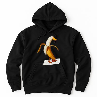 Banana Duck Walks Funny Anthropomorphic Fruit Bird Animal Hoodie