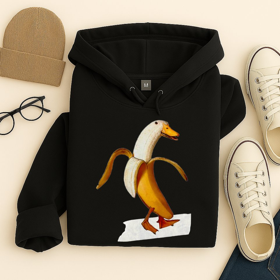 Banana Duck Walks Funny Anthropomorphic Fruit Bird Animal Hoodie