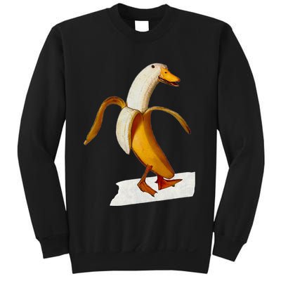 Banana Duck Walks Funny Anthropomorphic Fruit Bird Animal Sweatshirt