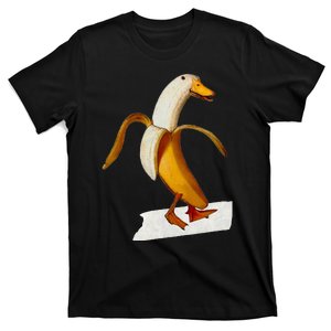 Banana Duck Walks Funny Anthropomorphic Fruit Bird Animal T-Shirt