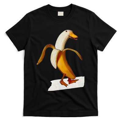 Banana Duck Walks Funny Anthropomorphic Fruit Bird Animal T-Shirt