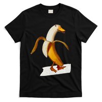 Banana Duck Walks Funny Anthropomorphic Fruit Bird Animal T-Shirt