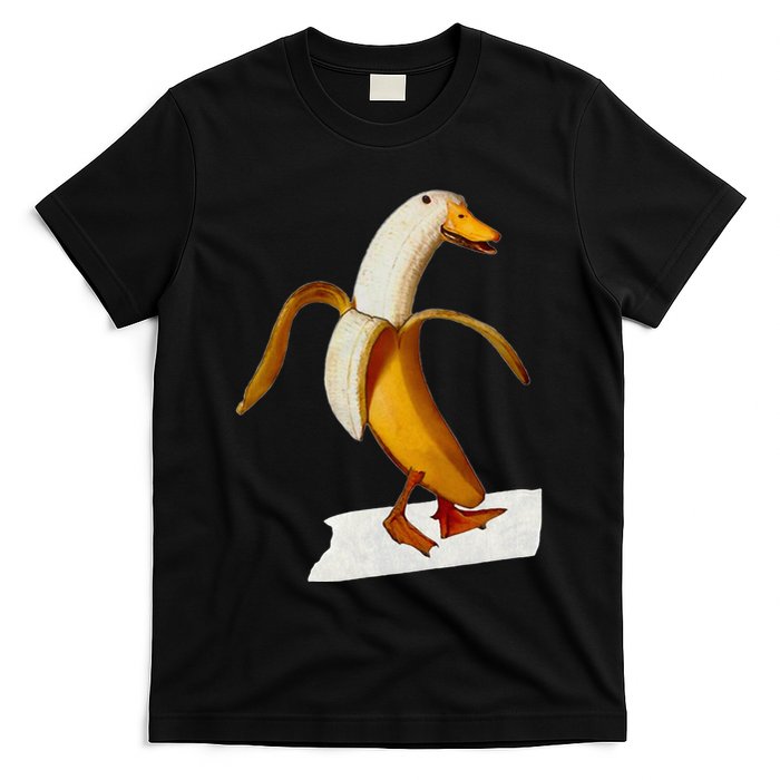 Banana Duck Walks Funny Anthropomorphic Fruit Bird Animal T-Shirt