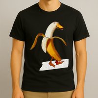 Banana Duck Walks Funny Anthropomorphic Fruit Bird Animal T-Shirt