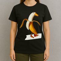 Banana Duck Walks Funny Anthropomorphic Fruit Bird Animal T-Shirt