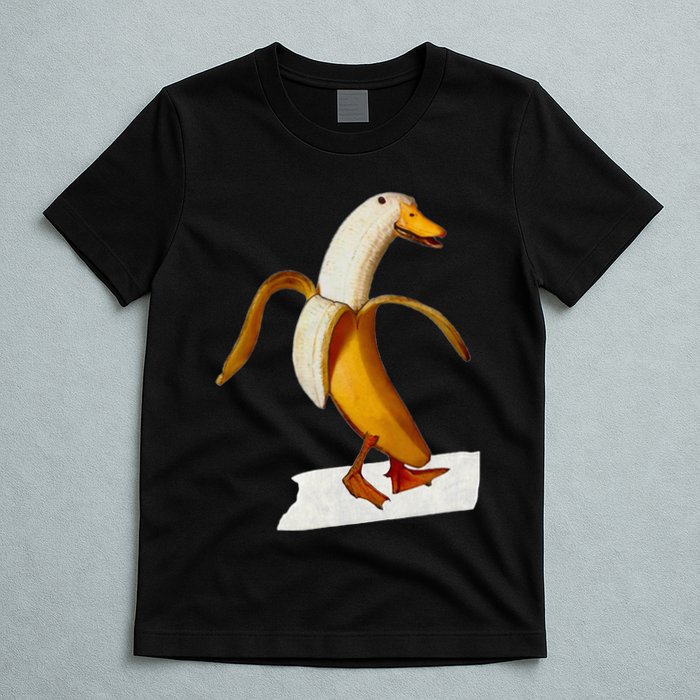 Banana Duck Walks Funny Anthropomorphic Fruit Bird Animal T-Shirt