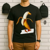 Banana Duck Walks Funny Anthropomorphic Fruit Bird Animal T-Shirt