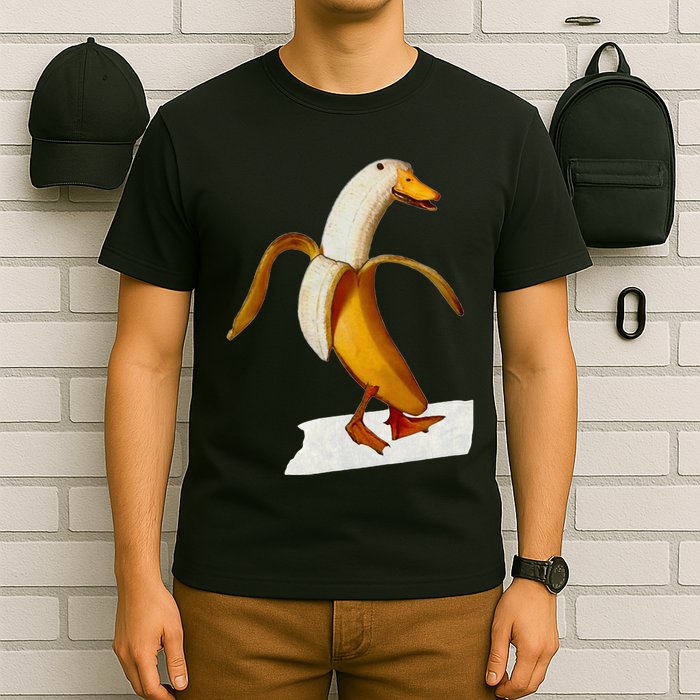 Banana Duck Walks Funny Anthropomorphic Fruit Bird Animal T-Shirt