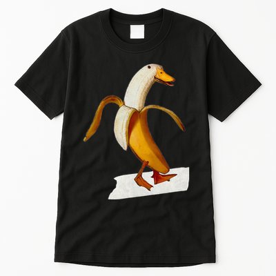 Banana Duck Walks Funny Anthropomorphic Fruit Bird Animal Tall T-Shirt