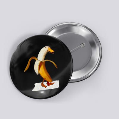 Banana Duck Walks Funny Anthropomorphic Fruit Bird Animal Button