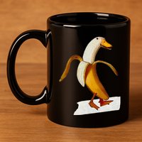 Banana Duck Walks Funny Anthropomorphic Fruit Bird Animal 11oz C Handle Ceramic Mug
