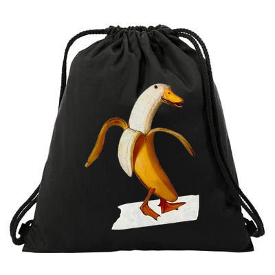 Banana Duck Walks Funny Anthropomorphic Fruit Bird Animal Drawstring Bag