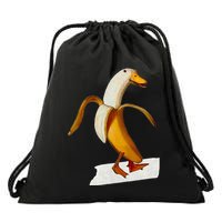 Banana Duck Walks Funny Anthropomorphic Fruit Bird Animal Drawstring Bag