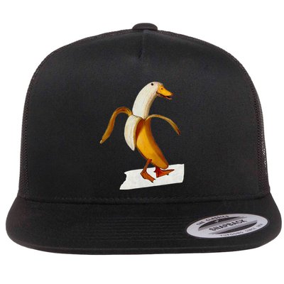 Banana Duck Walks Funny Anthropomorphic Fruit Bird Animal Flatbill Hat