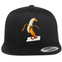 Banana Duck Walks Funny Anthropomorphic Fruit Bird Animal Flat Bill Trucker Hat