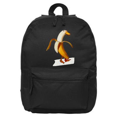 Banana Duck Walks Funny Anthropomorphic Fruit Bird Animal 16 in Basic Backpack