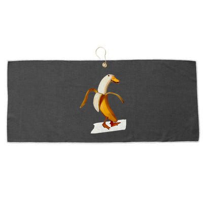 Banana Duck Walks Funny Anthropomorphic Fruit Bird Animal Large Microfiber Waffle Golf Towel