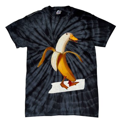 Banana Duck Walks Funny Anthropomorphic Fruit Bird Animal Tie-Dye T-Shirt