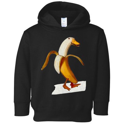 Banana Duck Walks Funny Anthropomorphic Fruit Bird Animal Toddler Hoodie