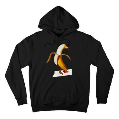 Banana Duck Walks Funny Anthropomorphic Fruit Bird Animal Tall Hoodie