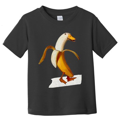 Banana Duck Walks Funny Anthropomorphic Fruit Bird Animal Toddler T-Shirt