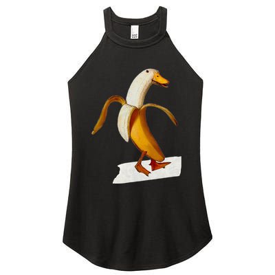 Banana Duck Walks Funny Anthropomorphic Fruit Bird Animal Women's Perfect Tri Rocker Tank