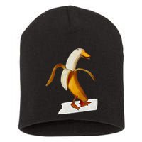 Banana Duck Walks Funny Anthropomorphic Fruit Bird Animal Short Acrylic Beanie