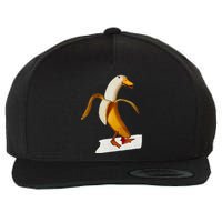Banana Duck Walks Funny Anthropomorphic Fruit Bird Animal Wool Snapback Cap