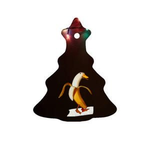 Banana Duck Walks Funny Anthropomorphic Fruit Bird Animal Ceramic Tree Ornament