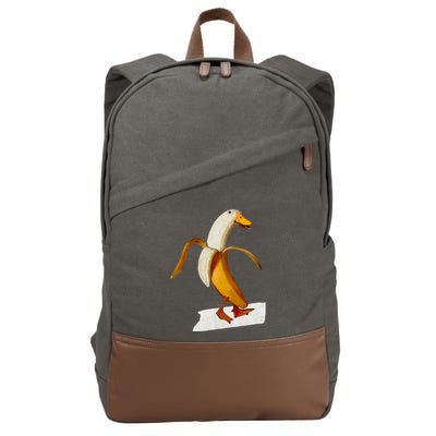 Banana Duck Walks Funny Anthropomorphic Fruit Bird Animal Cotton Canvas Backpack