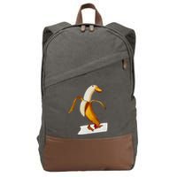 Banana Duck Walks Funny Anthropomorphic Fruit Bird Animal Cotton Canvas Backpack