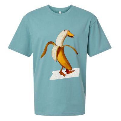 Banana Duck Walks Funny Anthropomorphic Fruit Bird Animal Sueded Cloud Jersey T-Shirt