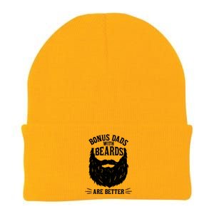 Bonus Dads With Beards Are Better Funny Bonus Dad Funny Gift Knit Cap Winter Beanie