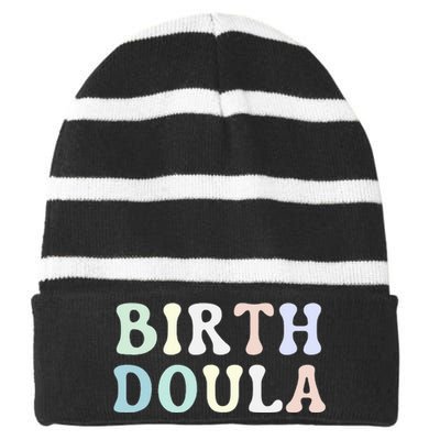 Birth Doula Women Birth Worker Striped Beanie with Solid Band