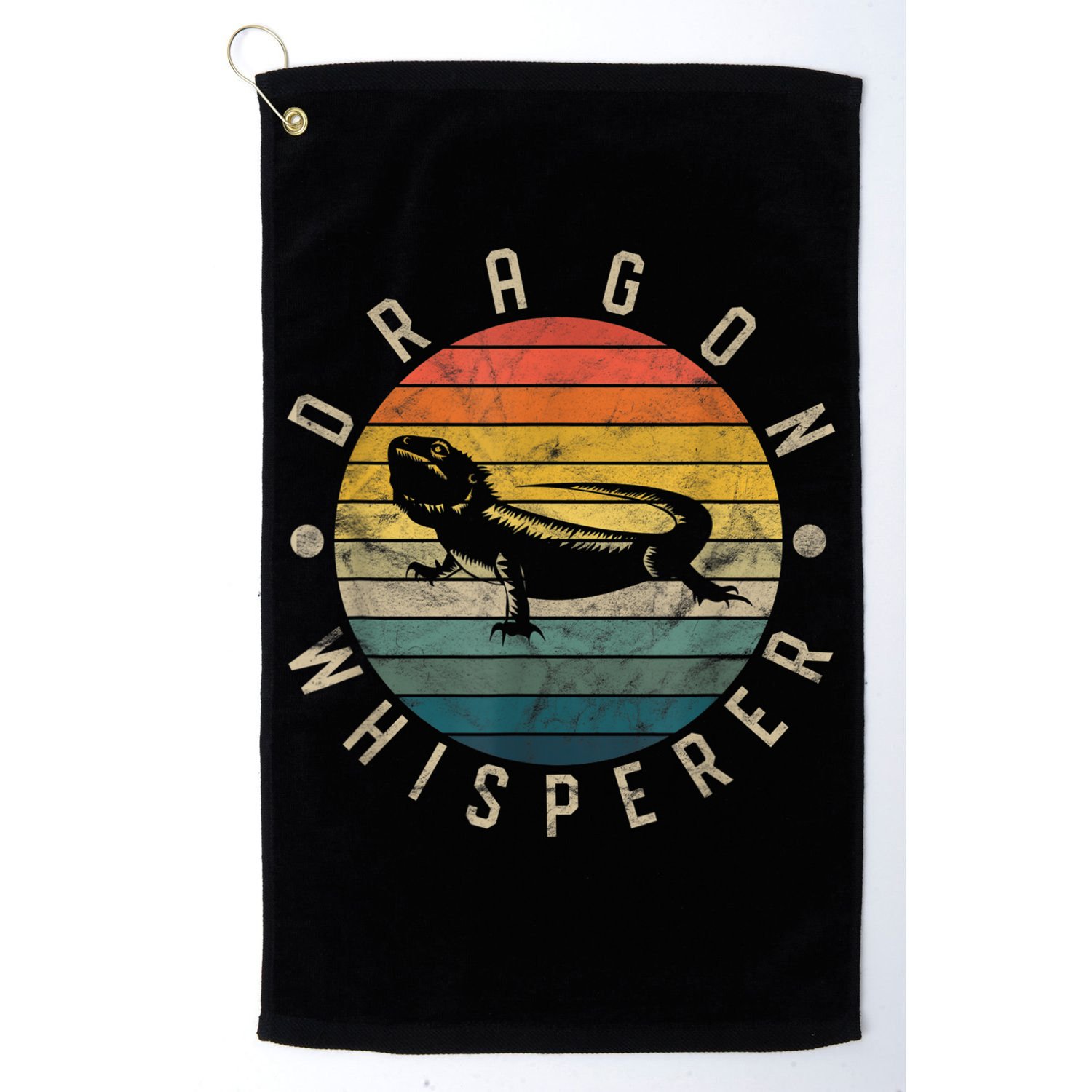 Bearded Dragon Whisperer Vintage Sunset Lizard Reptile Golf Towel