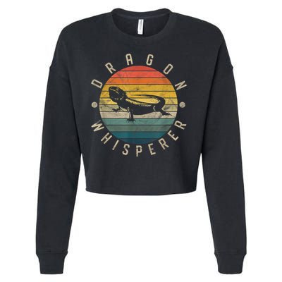 Bearded Dragon Whisperer Vintage Sunset Lizard Reptile Cropped Pullover Crew