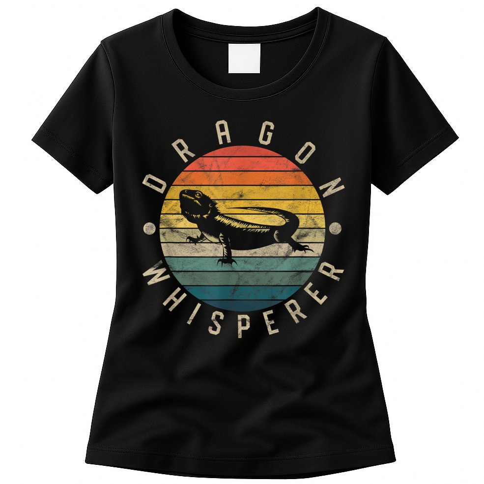Bearded Dragon Whisperer Vintage Sunset Lizard Reptile Womens T-Shirt