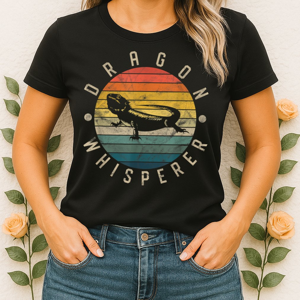 Bearded Dragon Whisperer Vintage Sunset Lizard Reptile Womens T-Shirt