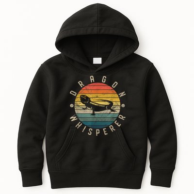 Bearded Dragon Whisperer Vintage Sunset Lizard Reptile Kids Hoodie