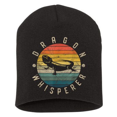 Bearded Dragon Whisperer Vintage Sunset Lizard Reptile Short Acrylic Beanie