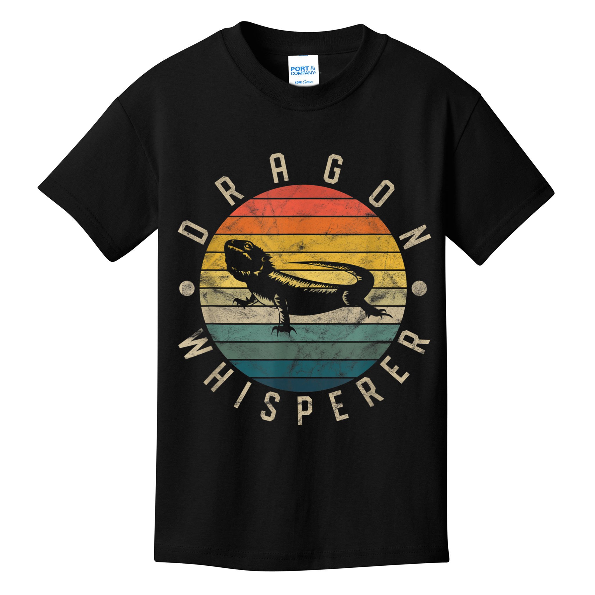 Bearded Dragon Whisperer Vintage Sunset Lizard Reptile Kids T-Shirt