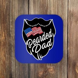 Bearded Dad With American Flag Funny Fathers Day Gift Coaster